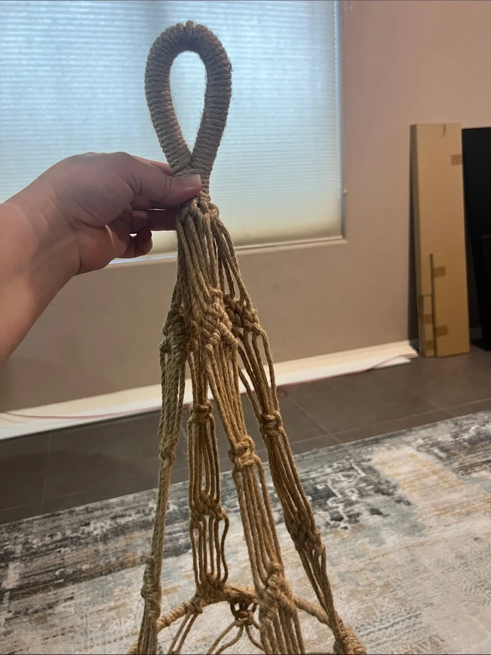 Bohemian Jute Macramé Hanging Plant Holder - Natural 40” z18
